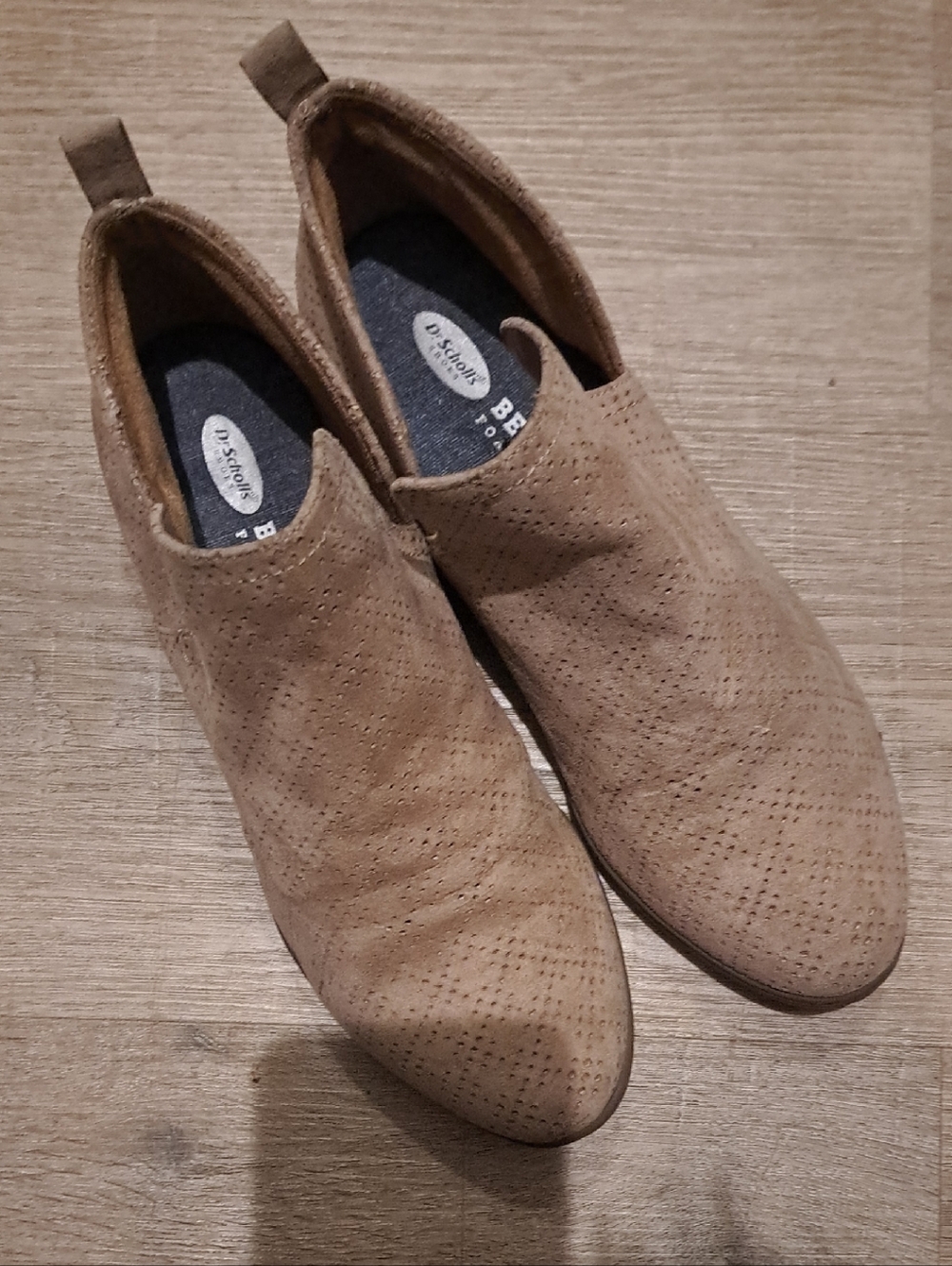 DR. SCHOLLS- Perforated Suede Slip-On Ankle Booties
